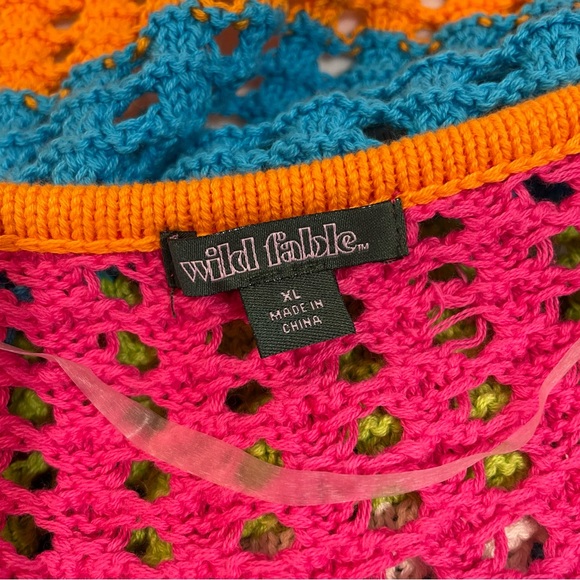 SOLD - Wild Fable Knit Multi Color Sweater Square Neck Stripe Women’s XL - Picture 9 of 10